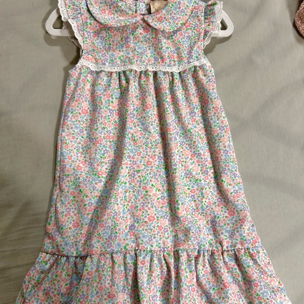 The Beaufort Bonnet Company Floral Kids Dress - Pink and Green